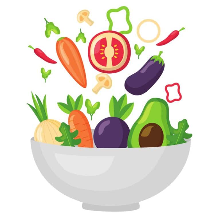 ilustração de uma travessa com legumes e verduras